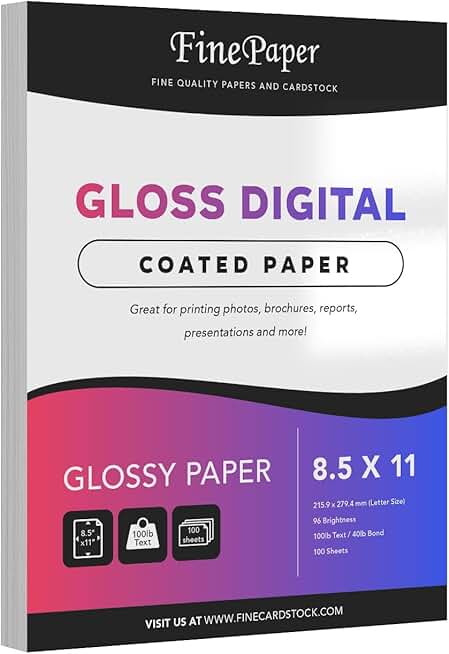 Double-Sided Gloss Digital Paper, 8.5 x 11, 100 Sheets