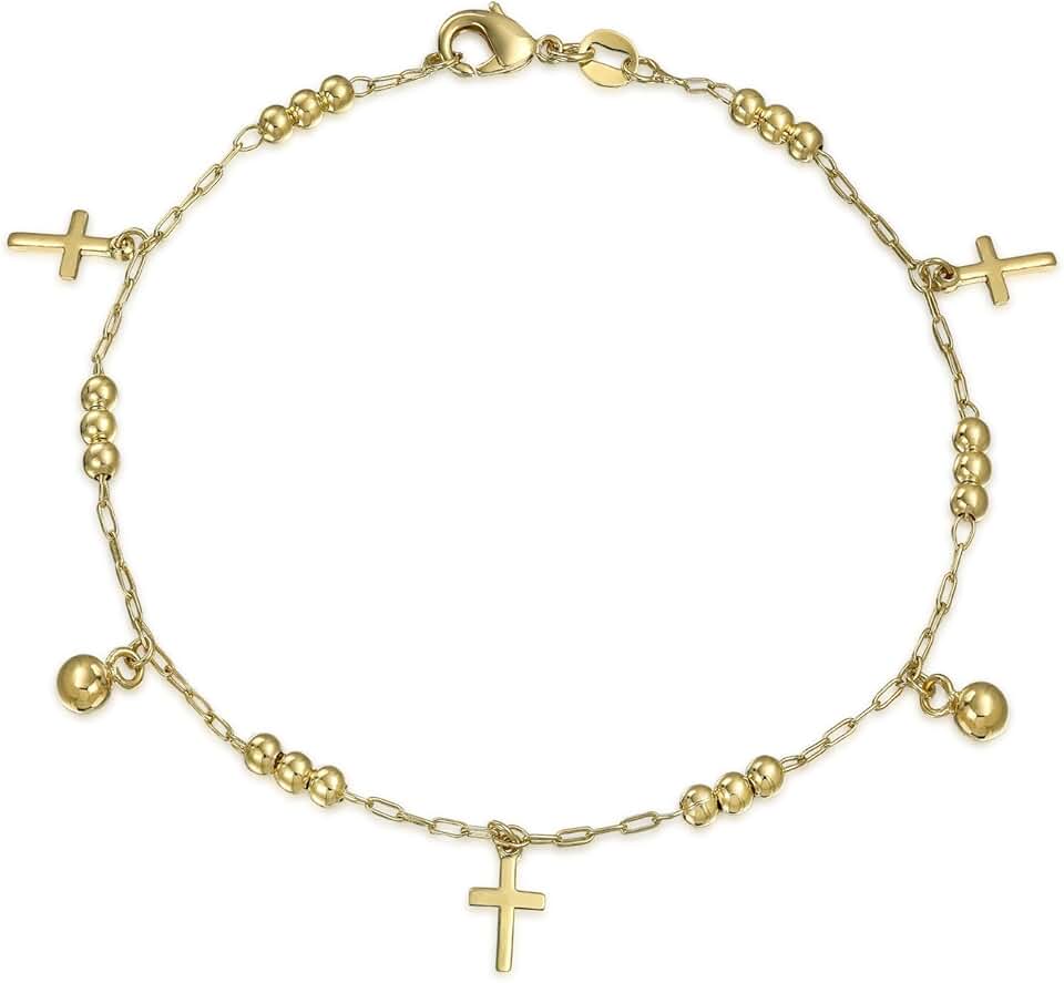 Religious Beads and Cross Anklet for Women