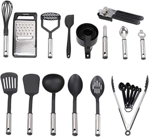 Set of 24 Non-stick Kitchen Utensils with Enhanced Control