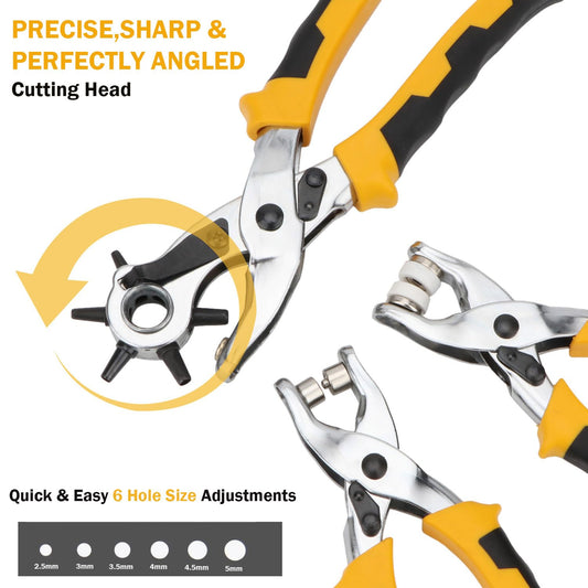 Leather Belt Hole Punch Pliers Set with 100 Letters and Presses