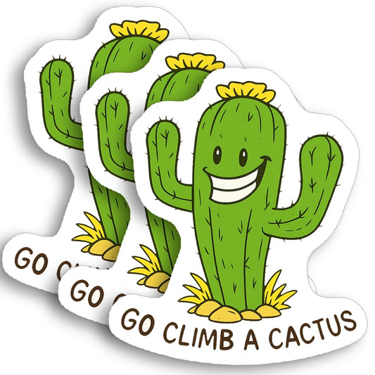 Funny Cactus Vinyl Stickers Set for Laptop and Water Bottle