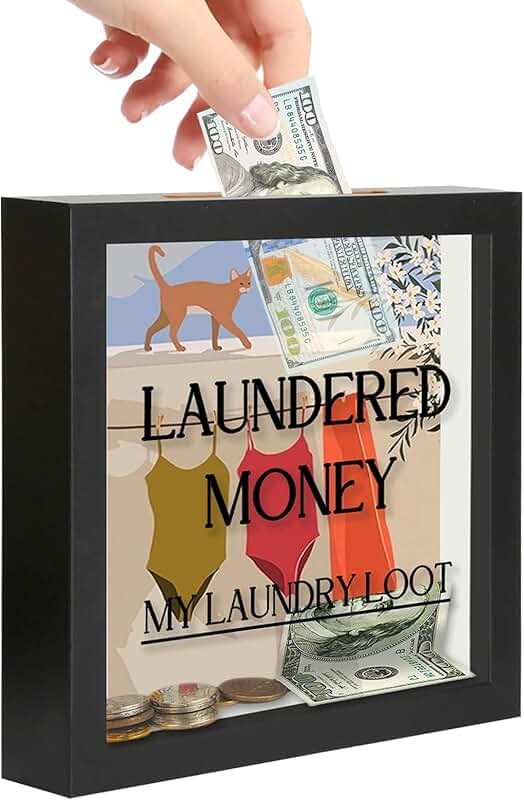 Laundry Room Decor with Money Slot and Frame
