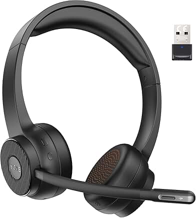 Wireless Headset with Noise Cancelling Microphone and 55-Hour Battery