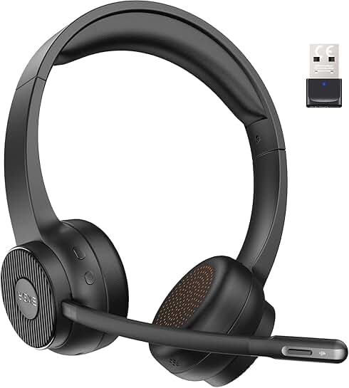Wireless Headset with Noise Cancelling Microphone and 55-Hour Battery