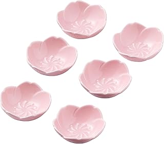 Pink Cherry Blossom Ceramic Sauce and Serving Dishes (Set of 6)