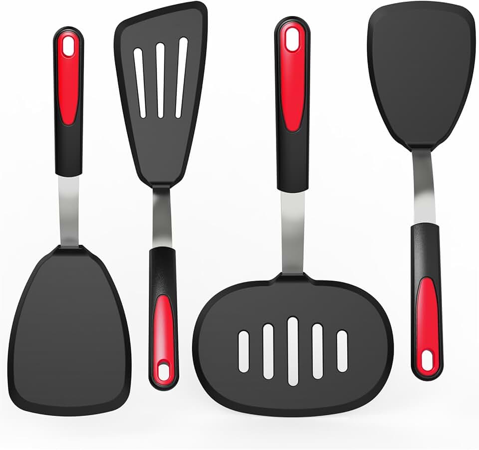 Set of 4 heat-resistant silicone spatulas for cooking