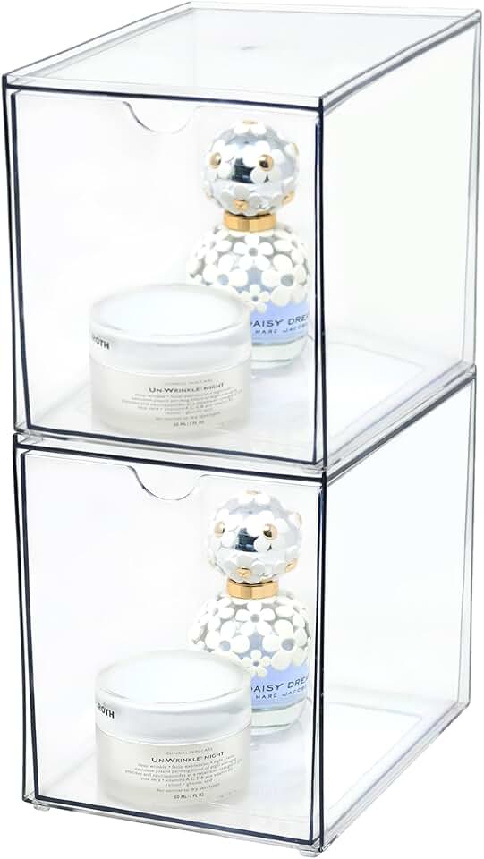 Two Large Stackable Cosmetic Drawer Sets