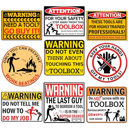 Set of 9 Funny Hard Hat Stickers for Tools and Gear