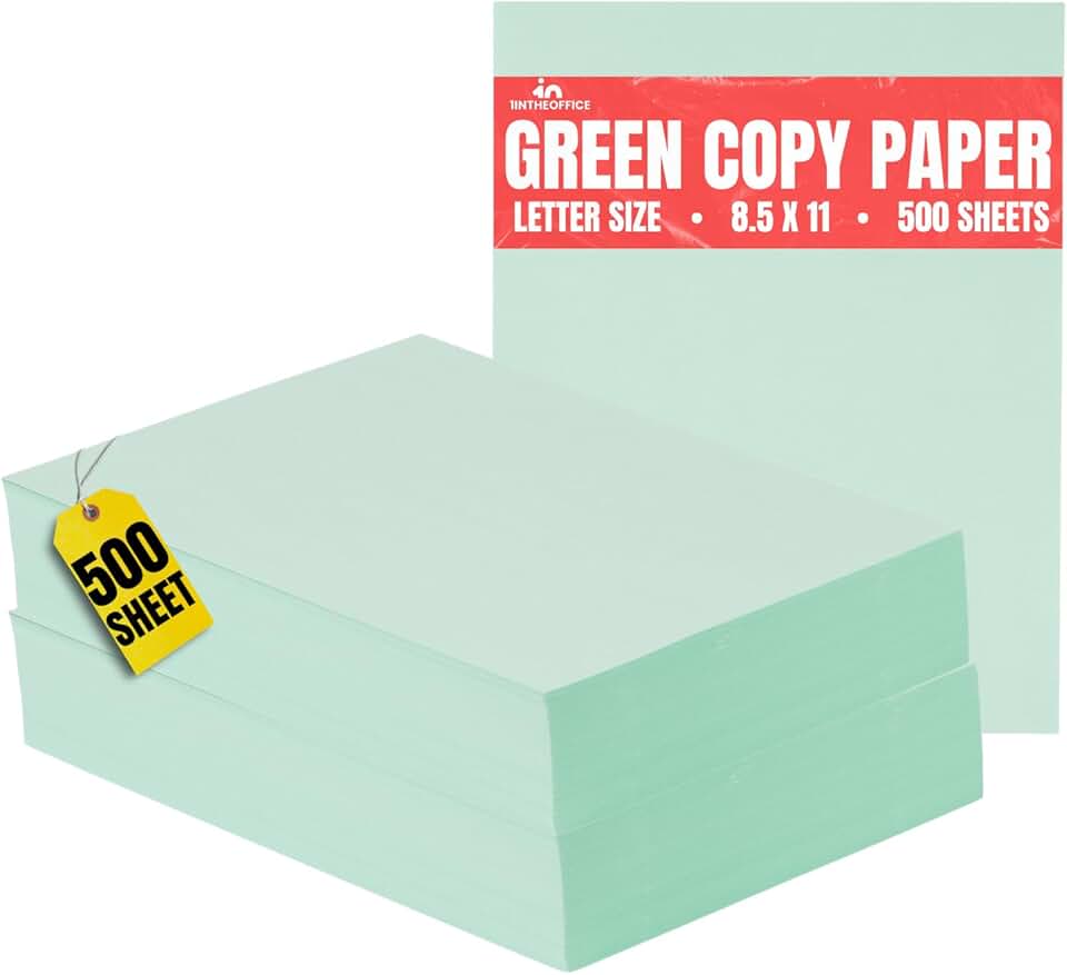 Green 8.5 x 11 Copy Paper, 20lb, 500 Sheets