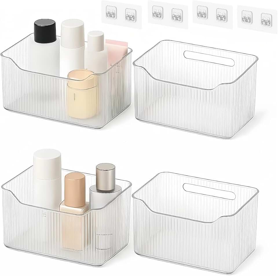 Acrylic Wall Mount Organizer Set for Bathroom and Kitchen