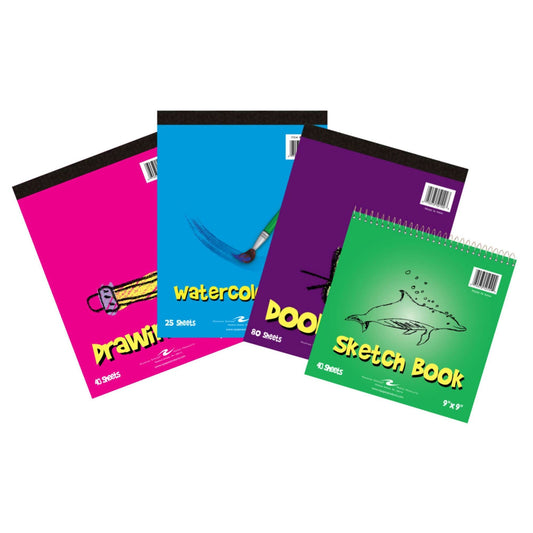 Kid's Art Variety Pack with Watercolor, Sketch, Doodle, Drawing Pads