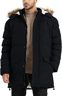 Warm Water-Resistant Puffy Hooded Winter Coat for Men