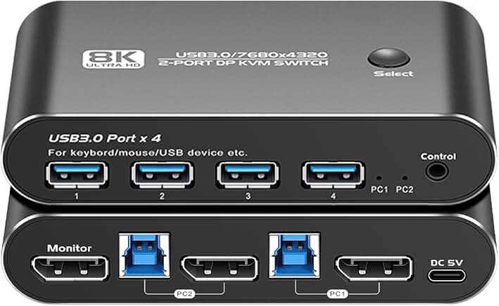 HDMI Splitter 1 in 4 Out for 8K Display and KVM Switch