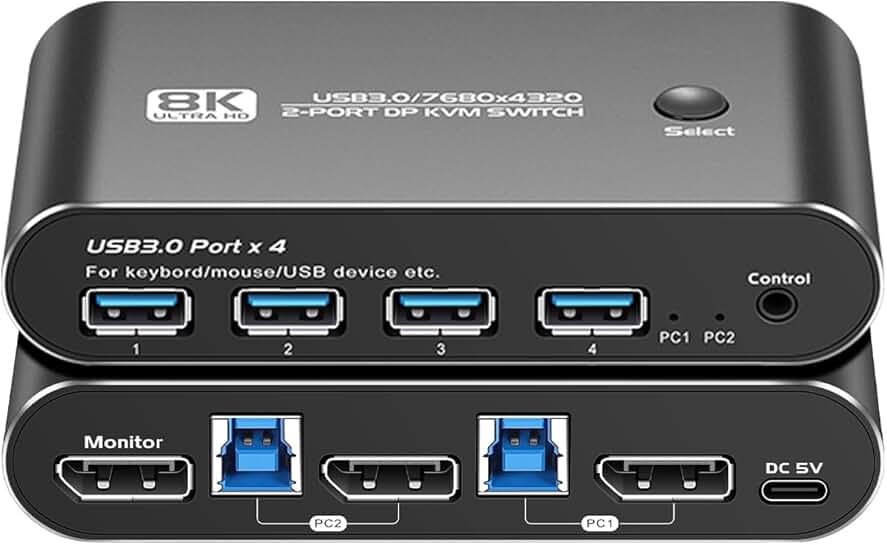 HDMI Splitter 1 in 4 Out for 8K Display and KVM Switch