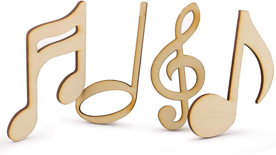 60pcs Wooden Musical Note Decorations for DIY Crafts
