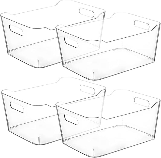 Four-Tier Clear Plastic Storage Bins with Wheels