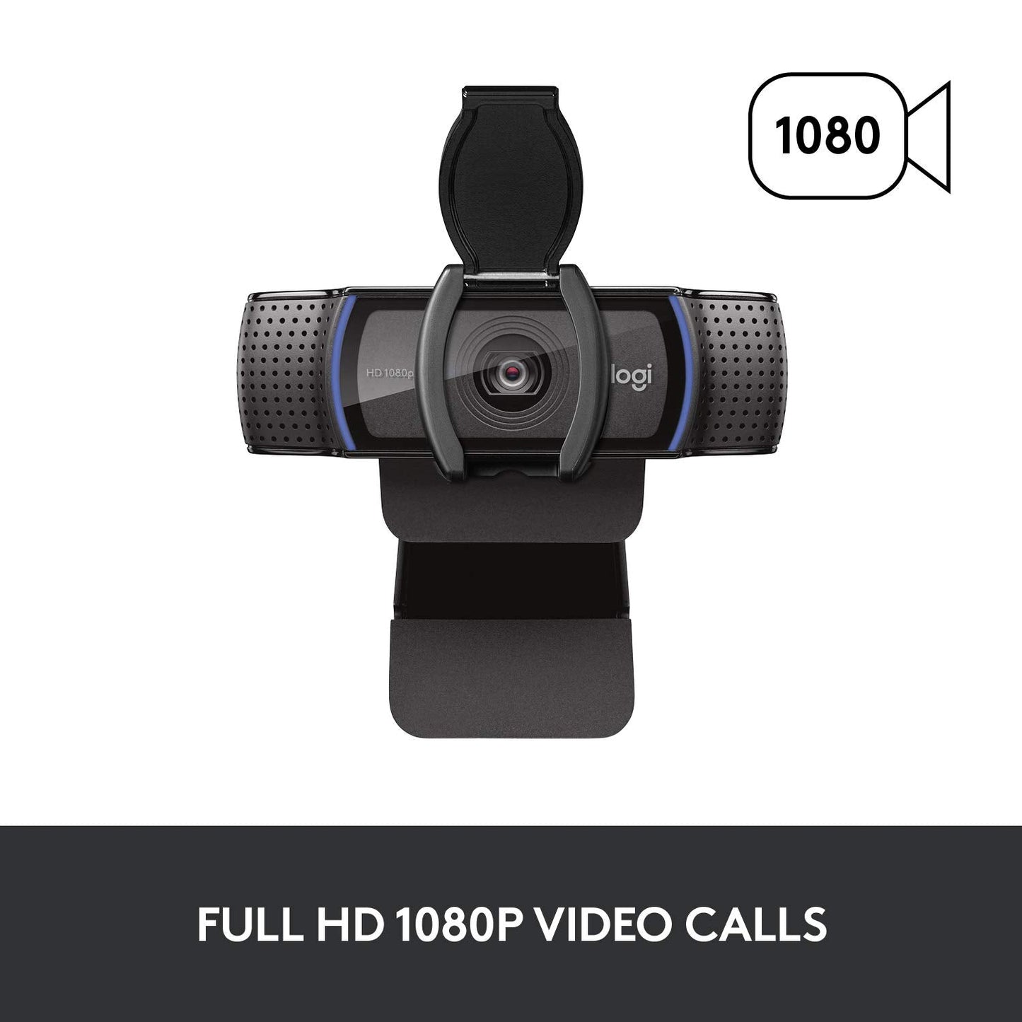 C920S HD Pro Webcam, Full HD 1080p/30fps Video Calling, Clear Stereo Audio, HD Light Correction, Privacy Shutter, Works with Skype, Zoom, FaceTime, Hangouts, PC/Mac/Laptop/Tablet/XBox - Black