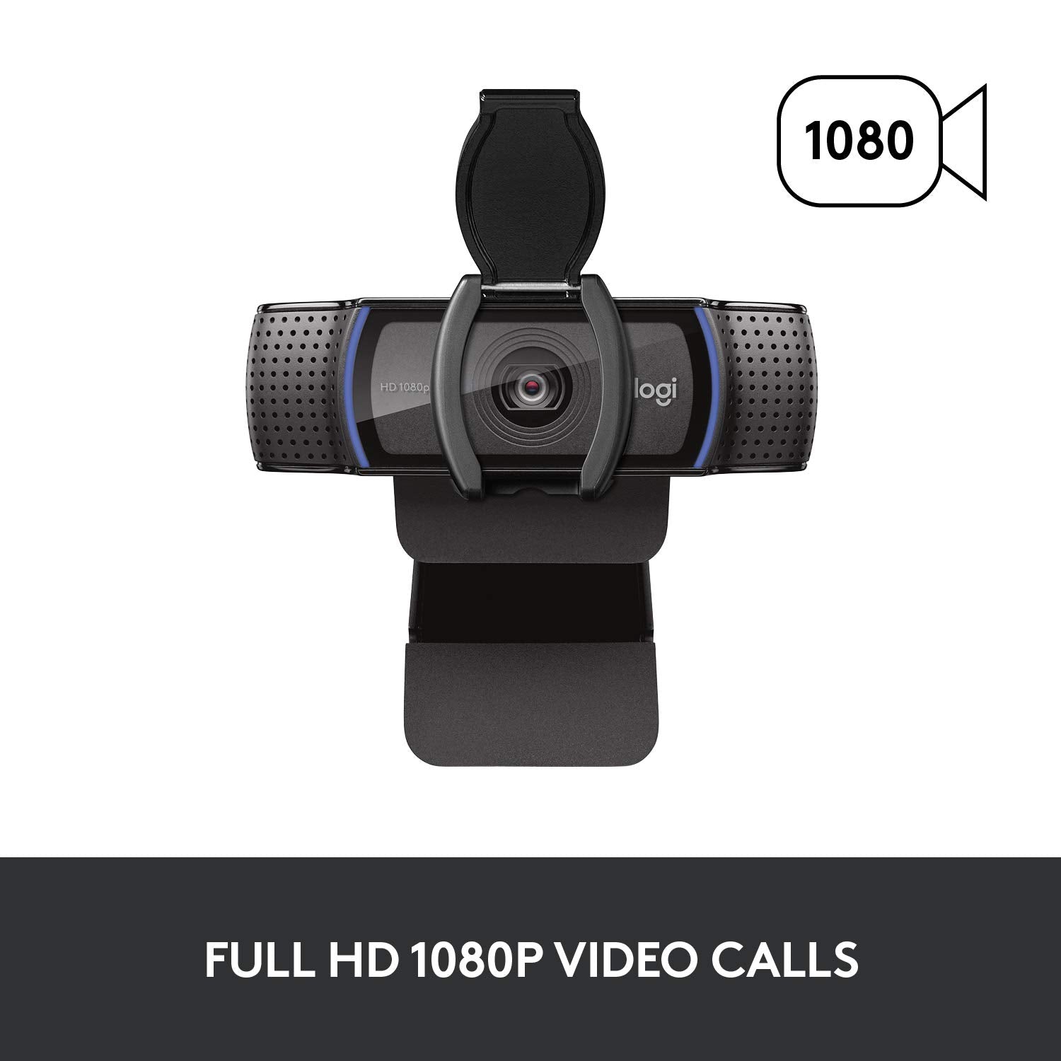 C920S HD Pro Webcam, Full HD 1080p/30fps Video Calling, Clear Stereo Audio, HD Light Correction, Privacy Shutter, Works with Skype, Zoom, FaceTime, Hangouts, PC/Mac/Laptop/Tablet/XBox - Black