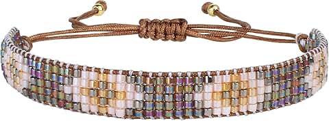 Rainbow Miyuki Beaded Square Pattern Friendship Bracelet
