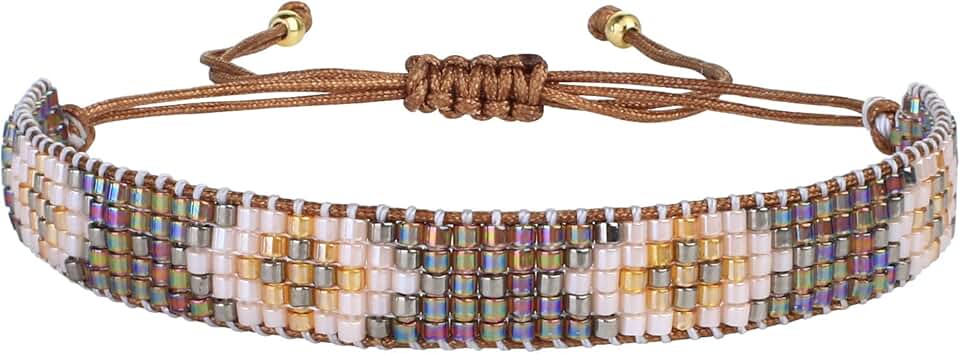 Rainbow Miyuki Beaded Square Pattern Friendship Bracelet