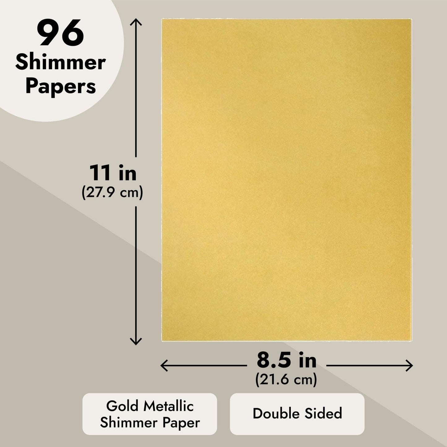 Gold Metallic Shimmer Paper, 8.5 x 11, 96 Sheets