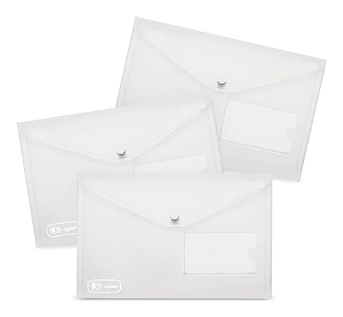 24 Clear Plastic A5 Envelopes with Snap Closure