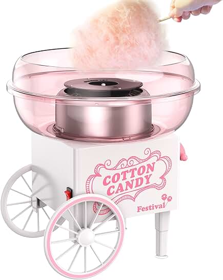 Mini Cotton Candy Maker for Kids, Pink, Portable