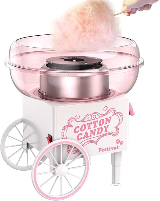 Mini Cotton Candy Maker for Kids, Pink, Portable