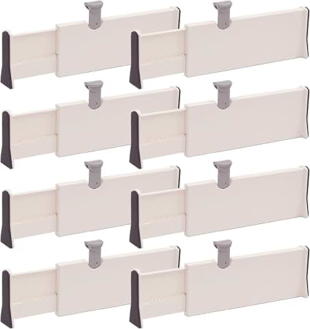 Set of 8 Adjustable Plastic Drawer Dividers