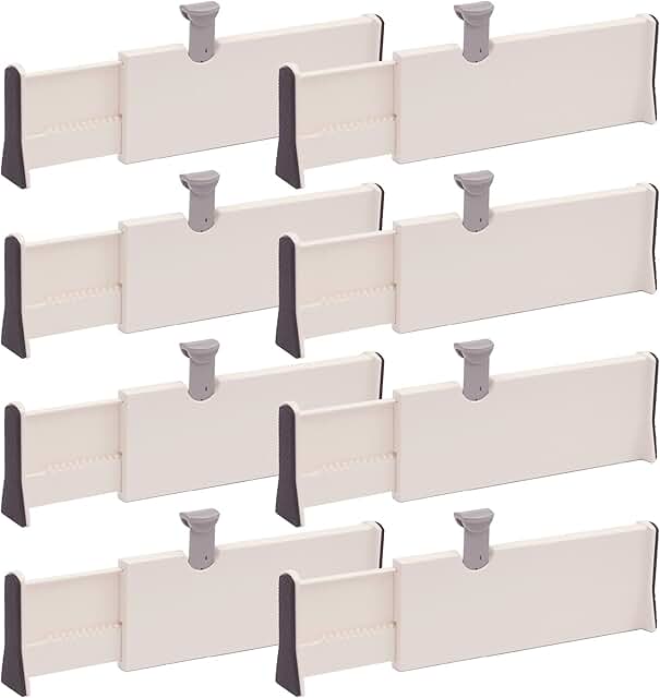 Set of 8 Adjustable Plastic Drawer Dividers