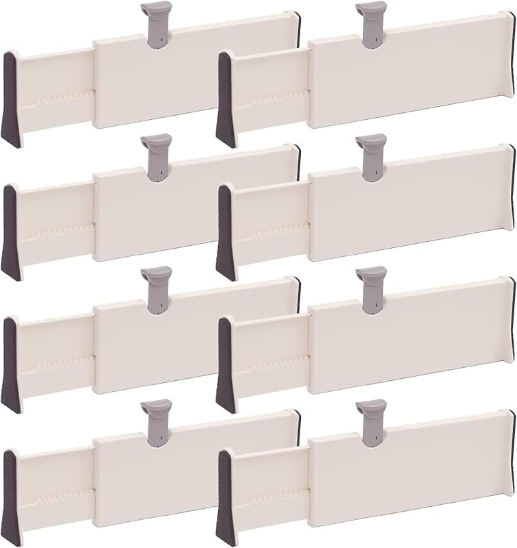 Set of 8 Adjustable Plastic Drawer Dividers