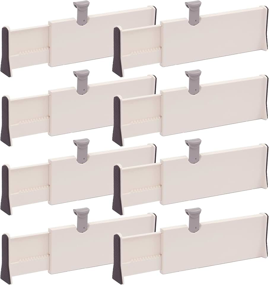 Set of 8 Adjustable Plastic Drawer Dividers