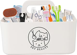 Small plastic dog grooming storage basket
