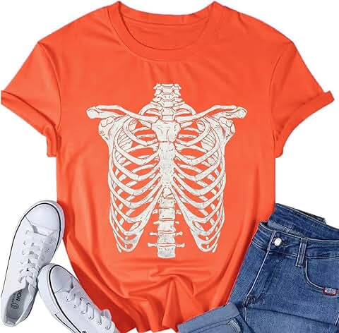 Women's Funny Halloween Skull Graphic T-Shirt