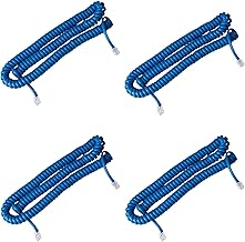 Set of 4 Curly Phone Cords, 15ft and 25ft, Blue