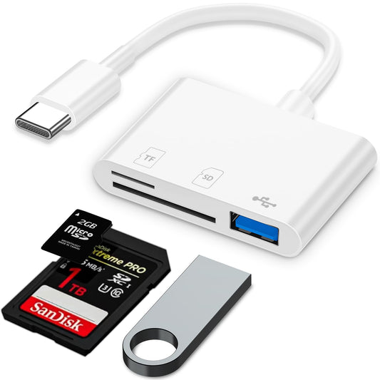 USB C SD Card Reader 3-in-1 for MicroSD and USB