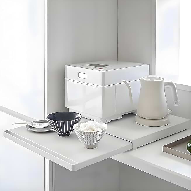 Microwave Stand with Pull-Out Shelf and Storage