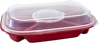 Red Jumbo Divided Serving Tray with Lid