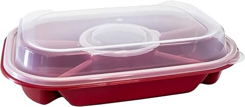 Red Jumbo Divided Serving Tray with Lid