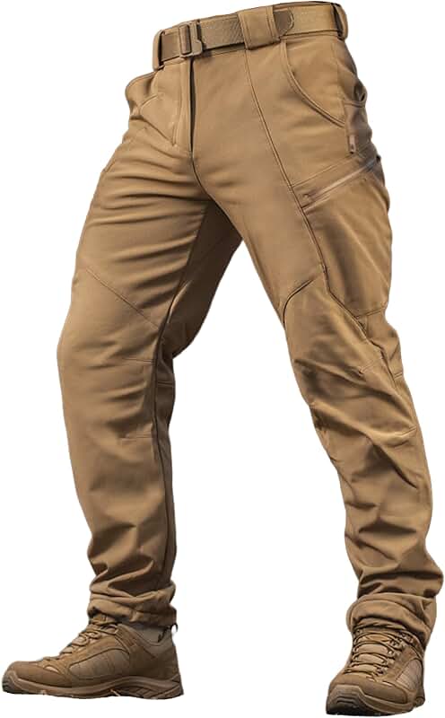 Men's Winter Tactical Work Pants with Thermal Softshell Fleece