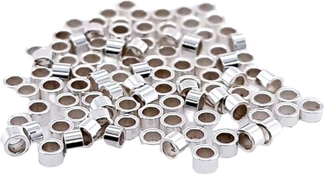 100pcs Sterling Silver Tube Crimp Beads, 1.1mm