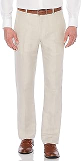 Men's Linen Blend Flat Front Dress Pants