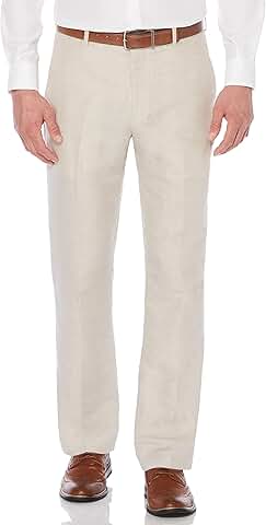 Men's Linen Blend Flat Front Dress Pants