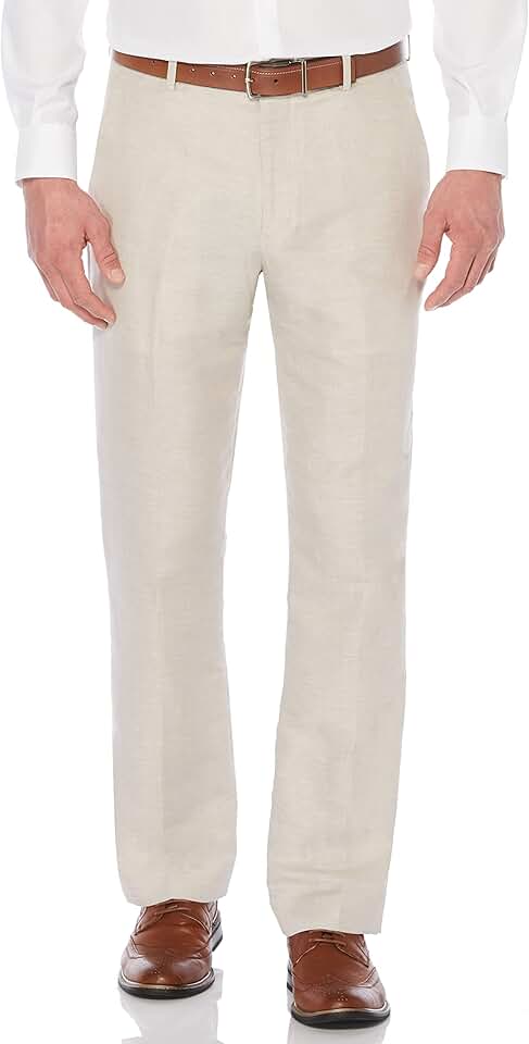 Men's Linen Blend Flat Front Dress Pants