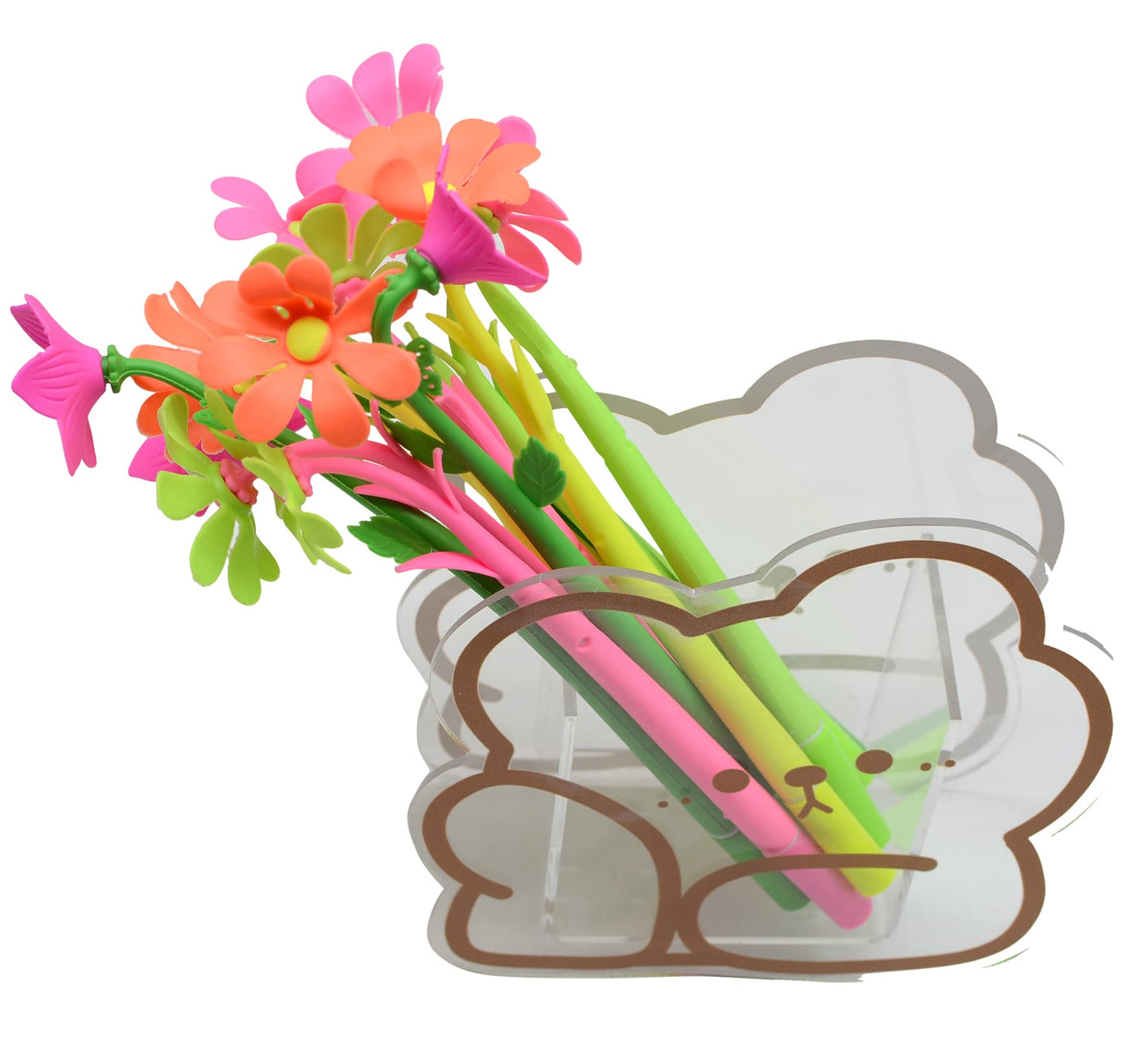 Set of 12 cute flower-shaped black ink gel pens