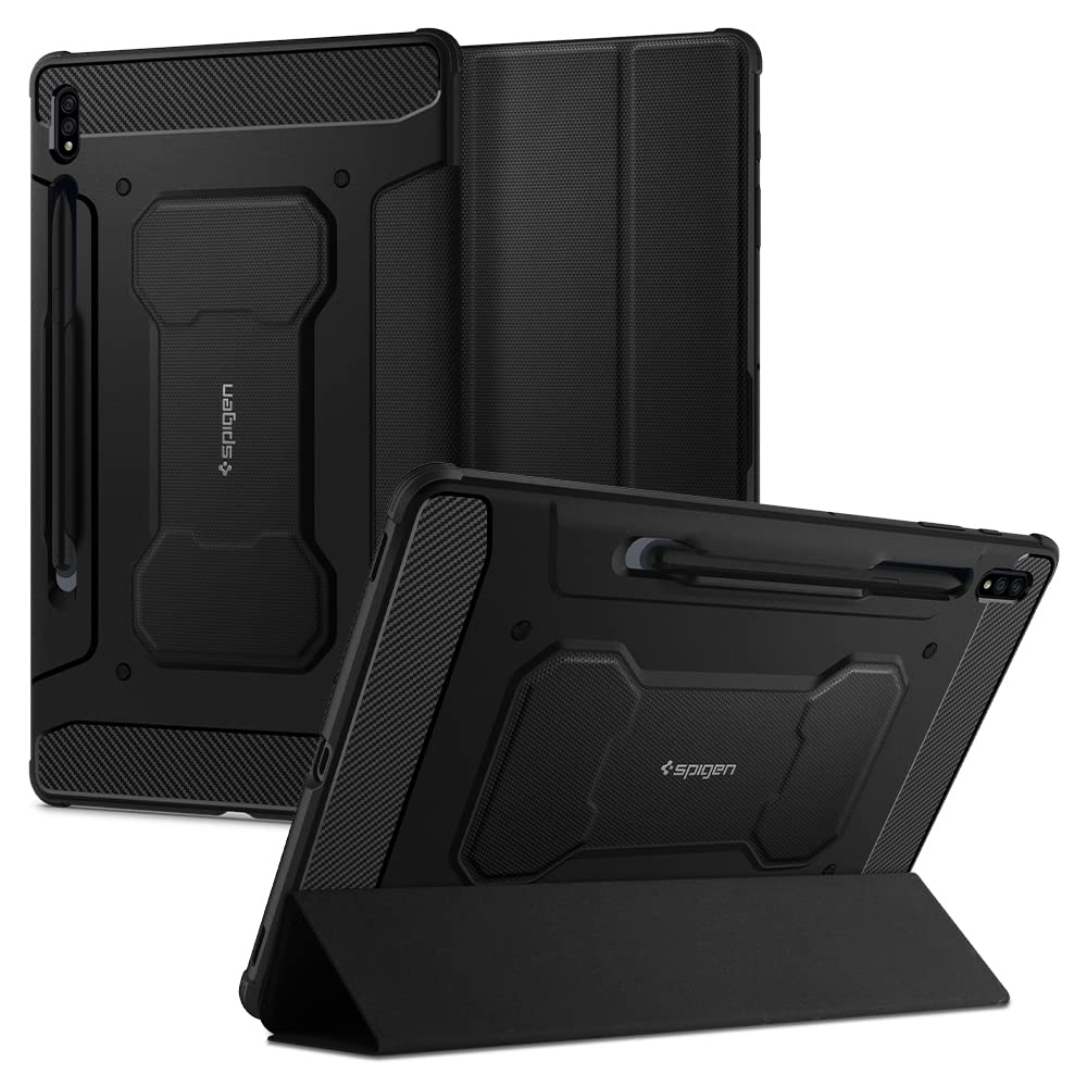 Rugged Armor Pro Designed for Galaxy Tab S8 Plus Case (2022) / Galaxy Tab S7 Plus Case (2020) with S Pen Holder - Black