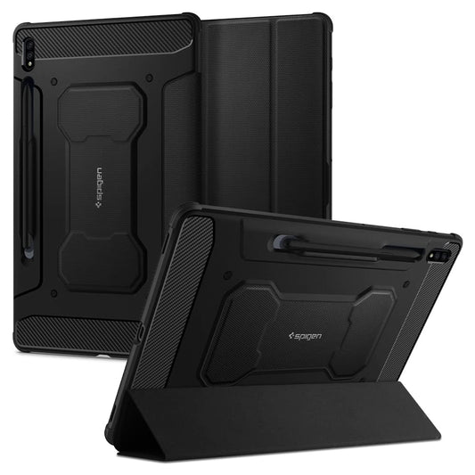 Rugged Armor Pro Case for Galaxy Tab S8 Plus and S7 Plus with S Pen Holder, Black