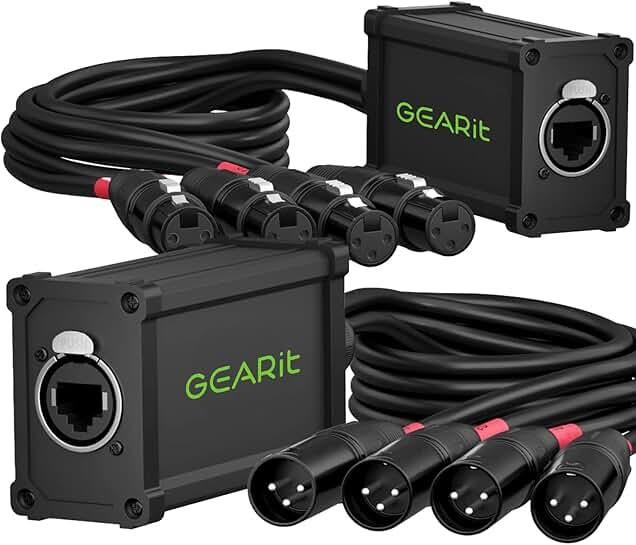 4-Channel XLR to Ethernet Snake, 2ft Breakout Cable