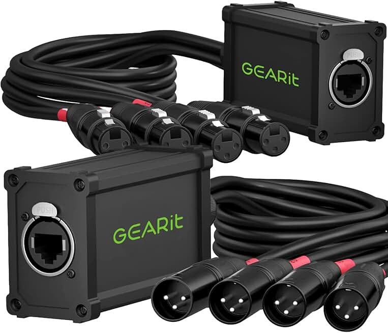 4-Channel XLR to Ethernet Snake, 2ft Breakout Cable