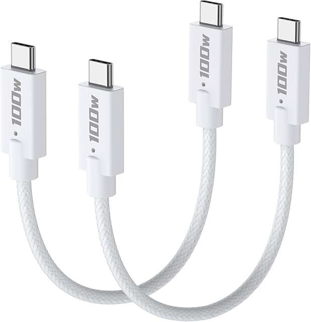 2-Pack 1ft USB C to USB C Cables, 100W Fast Charging
